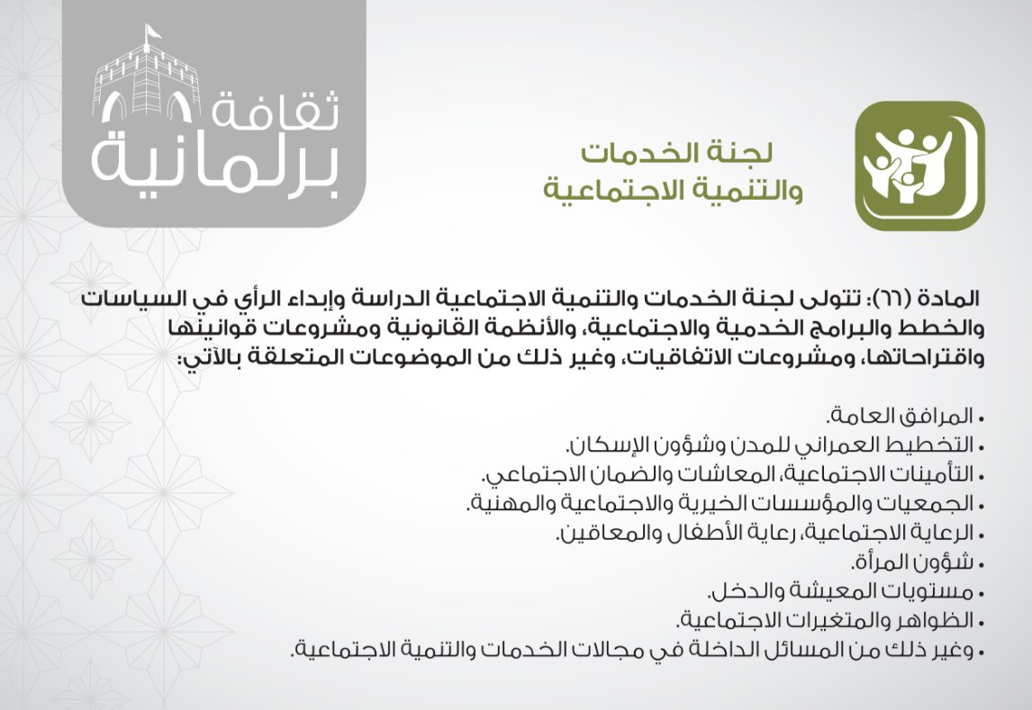 اختصاصات لجنة الخدمات والتنمية الاجتماعية