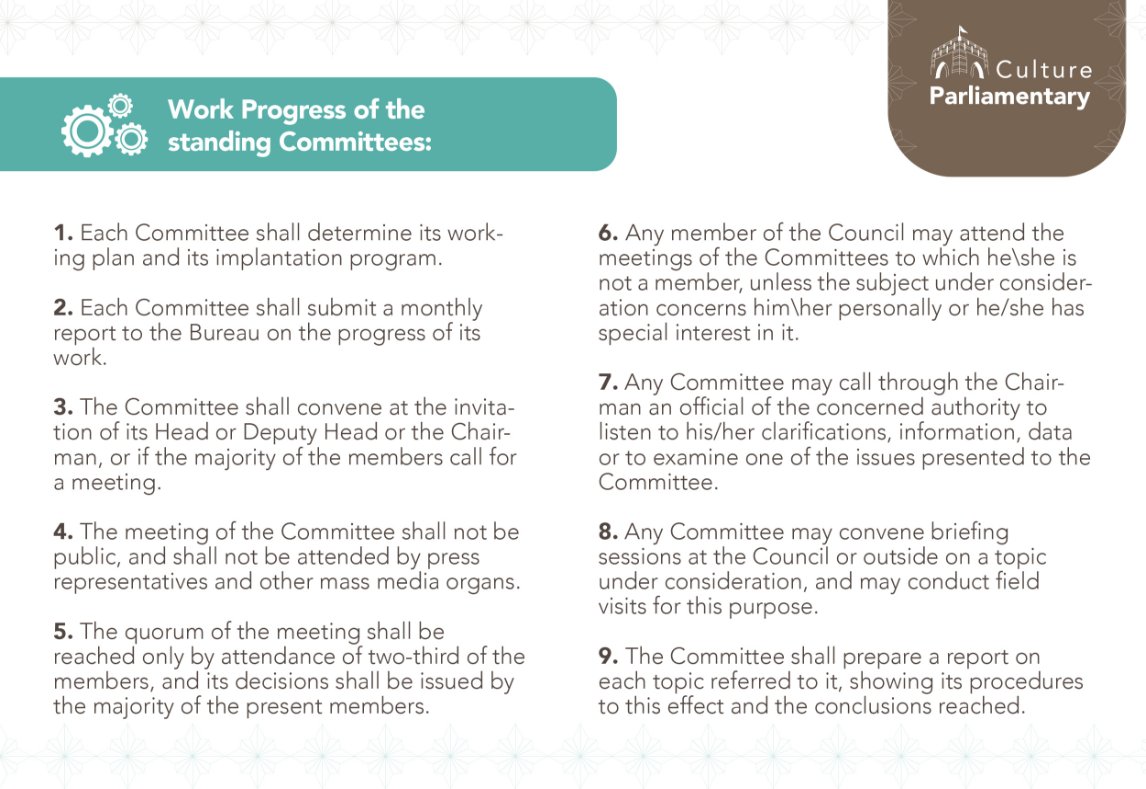 Work progress of the standing committees 